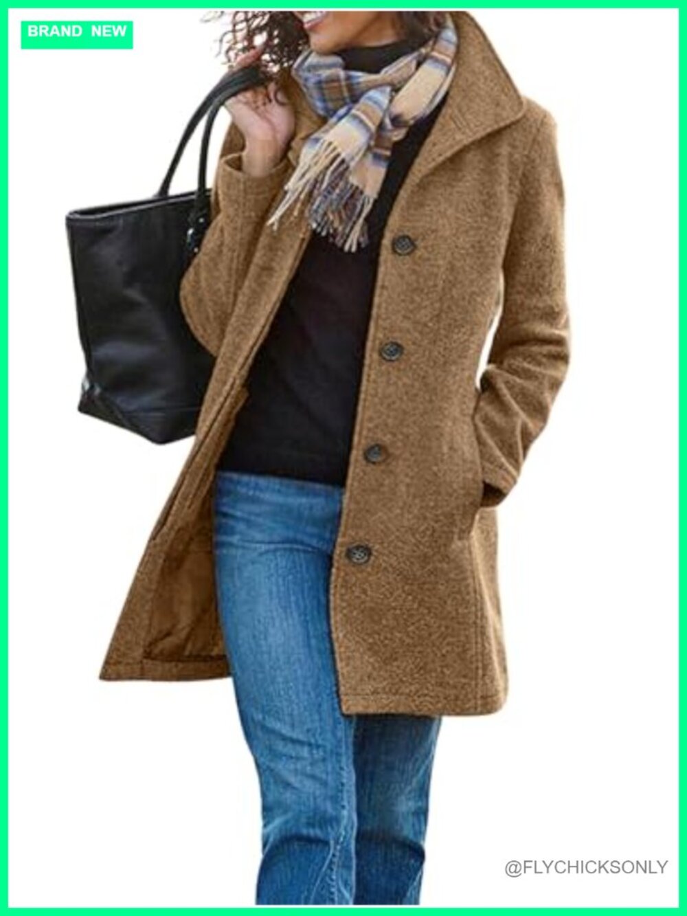 Women's Thicken Wool Pea Coat Single Breasted Midi Winter Overcoat